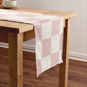 Check Pale Beige Chequered Pattern Chequerboard Short Table Runner