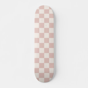Check Pale Beige Chequered Pattern Chequerboard Skateboard