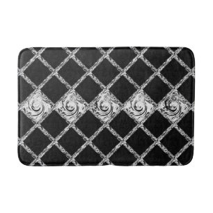 check pattern black  white bath mat