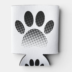 Check Pattern Halftone Dog Paw Print Can Cooler