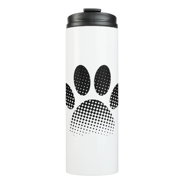 Check Pattern Halftone Dog Paw Print Thermal Tumbler (Front)
