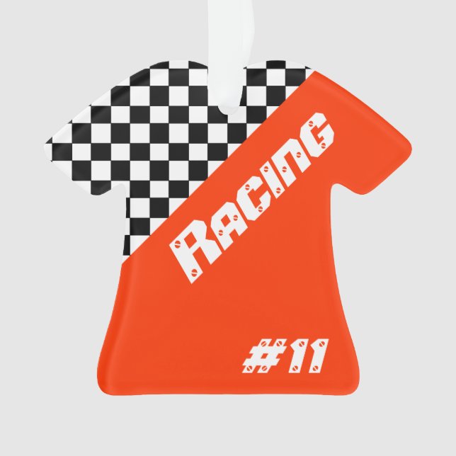 Check Pattern In Black and White With Orange Ornament (Front)