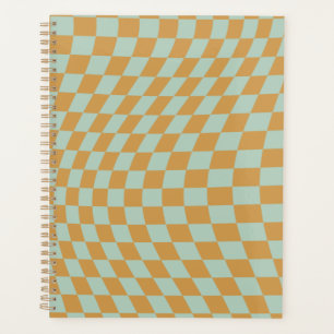 Check Pattern Mint Wavy Checkerboard Checkered Planner
