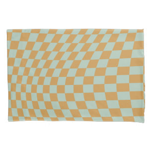 Check Pattern Mint Wavy Chequerboard Chequered Pillowcase