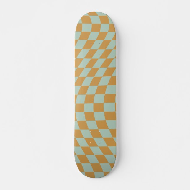 Check Pattern Mint Wavy Chequerboard Chequered Skateboard (Front)