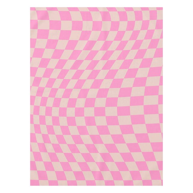 Check Pattern Peach And Pink Preppy Chequerboard Tablecloth (Front)