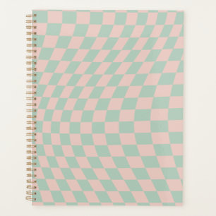Check Pattern Sage Green And Beige Chequerboard Planner