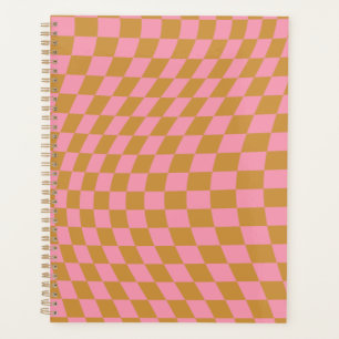 Check Pink Mustard Chequered Pattern Chequerboard Planner