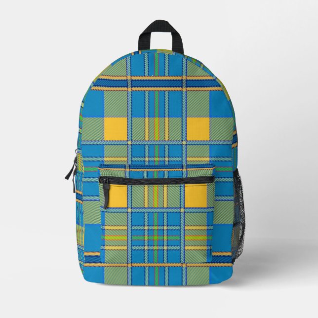 Check Plaid Blue Green Yellow Backpack (Front)