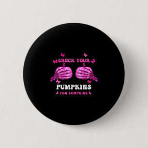 Check pumpkins breast cancer awareness halloween 6 cm round badge