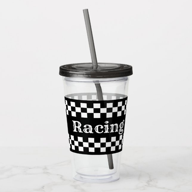 Check Racing Design Acrylic Tumbler (Left)
