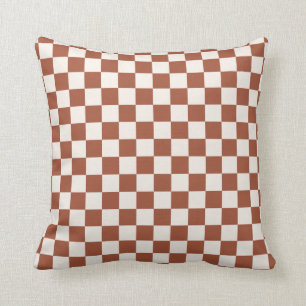 Check Rust Chequered Terracotta Chequerboard Cushion