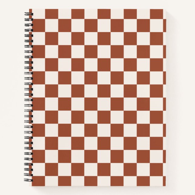 Check Rust Chequered Terracotta Chequerboard Notebook (Front)