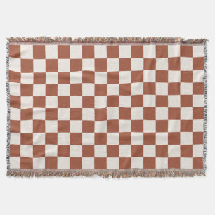 Check Rust Chequered Terracotta Chequerboard Throw Blanket