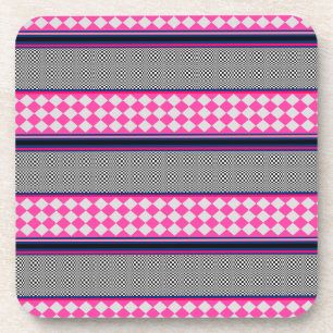 Check Stripes Harlequin Mixed Pattern Design Coaster