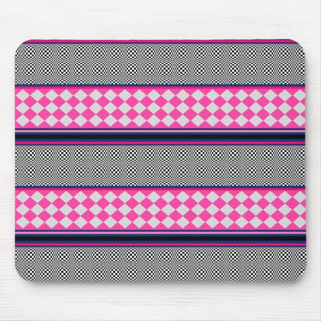 Check Stripes Harlequin Mixed Pattern Design Mouse Pad (Front)
