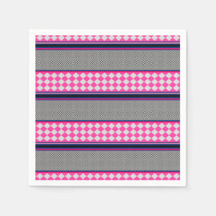 Check Stripes Harlequin Mixed Pattern Design Napkin
