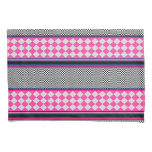 Check Stripes Harlequin Mixed Pattern Design Pillowcase