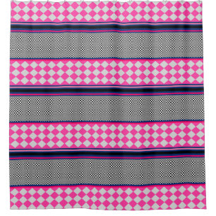 Check Stripes Harlequin Mixed Pattern Design Shower Curtain