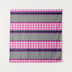 Check Stripes Harlequin Mixed Pattern Design Tapestry