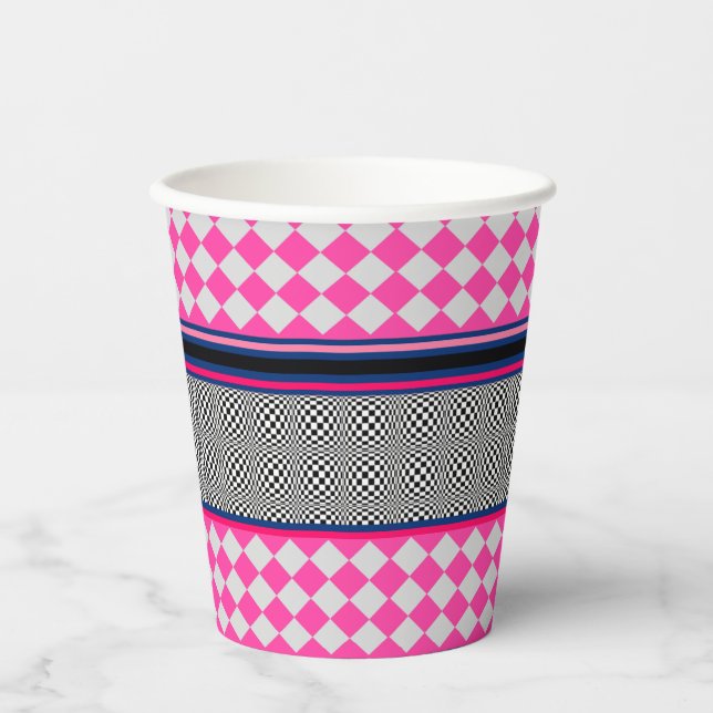 Check Stripes Kite Mixed Pattern Design Paper Cups (Front)
