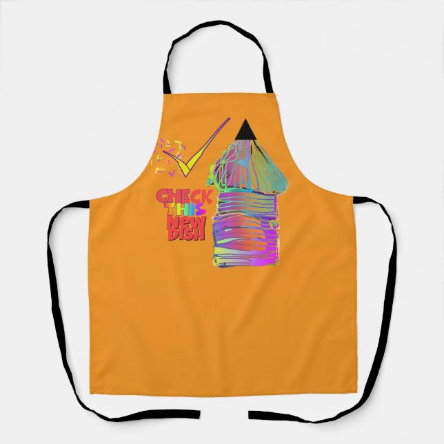 Check This New Dish Orange Apron (Front)