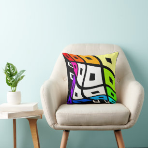 Check Wavy Brain Thinking - Rainbow Cushion