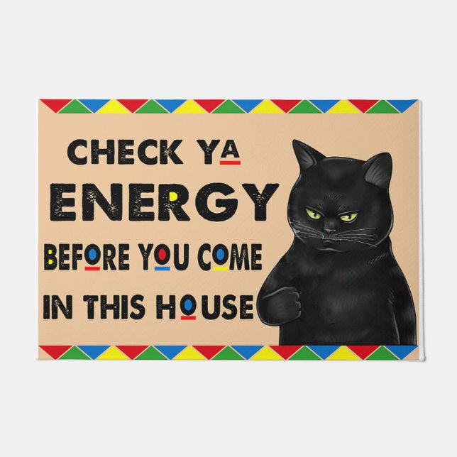 Check Ya Energy Welcome Mat, Closing gift Doormat (Front)