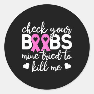 Check Your Boo Bees Breast Cancer Awareness Fight Classic Round Sticker