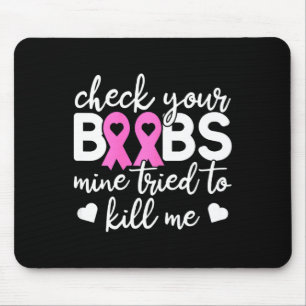 Check Your Boo Bees Breast Cancer Awareness Fight Mouse Pad