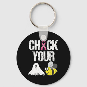 Check Your Boo Bees Fun Breast Cancer Halloween G Key Ring
