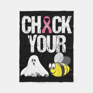 Check Your Boo Bees Fun Breast Cancer Halloween Gi Fleece Blanket