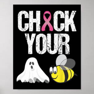 Check Your Boo Bees Fun Breast Cancer Halloween Gi Poster