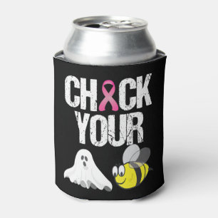 Check Your Boo Bees Funny Breast Cancer Halloween Can Cooler