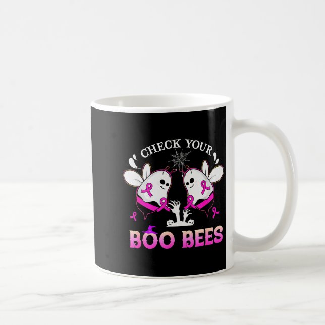 Check Your Boo Bees Funny Breast Cancer Halloween  Coffee Mug (Right)