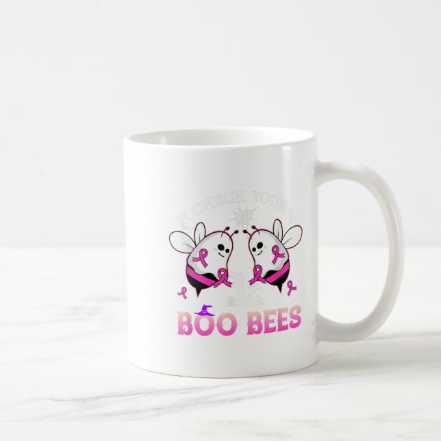 Check Your Boo Bees Funny Breast Cancer Halloween  Coffee Mug (Right)