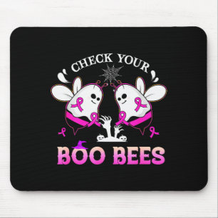 Check Your Boo Bees Funny Breast Cancer Halloween  Mouse Pad