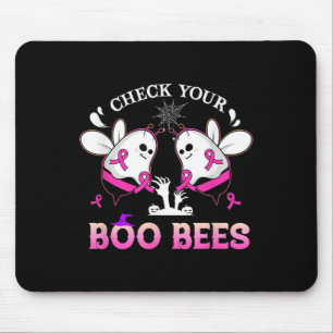 Check Your Boo Bees Funny Breast Cancer Halloween  Mouse Pad