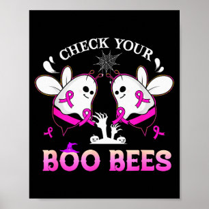 Check Your Boo Bees Funny Breast Cancer Halloween Poster