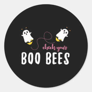 Check Your Boo Bees October Breast Cancer Awarenes Classic Round Sticker