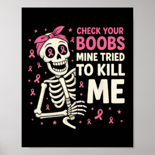 Check Your Breast Halloween Pink Ribbon Women  Poster