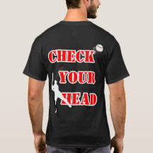 CHECK YOUR HEAD – Humourous Baseball Sports Graphi