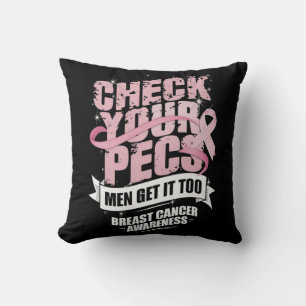 Check Your Pecs Men Breast Cancer Awareness Cushion
