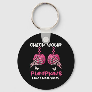Check Your Pumpkins Breast Cancer Awareness Hallow Key Ring