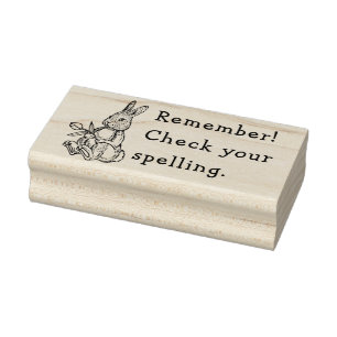 CHECK YOUR SPELLING BENJI RABBIT RUBBER STAMP