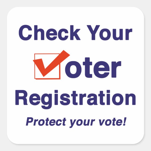 Check Your Voter Registration 2024 Election Square Sticker (Front)