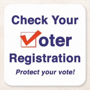 Check Your Voter Registration 2026 Election Square Paper Coaster