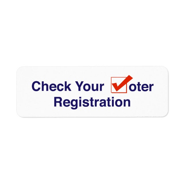 Check Your Voter Registration 2026 Elections Return Address Label (Front)