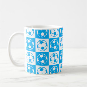 Checkboard Football / Soccer Ball Pattern - Blue Coffee Mug