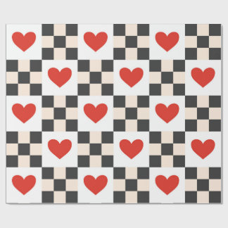 Checkboard Hearts Wrapping Paper